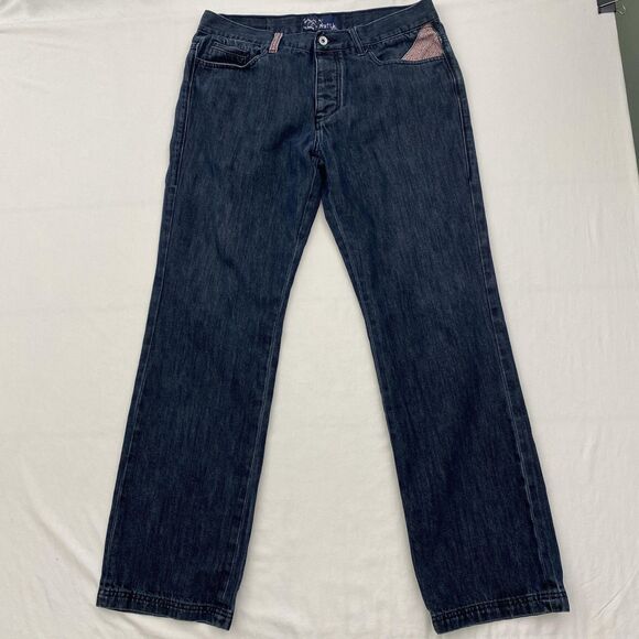 Antik Denim Jeans Mens 36x32 Blue Straight Leg Patchwork Pockets Y2K Style - Picture 2 of 12